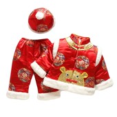 中国风新年套装 宝宝周岁礼服男童冬季 抓周衣服一岁女百天婴儿唐装