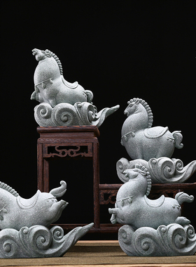 青砂石中式马到成功精品马摆件茶宠居家办公室水族造景鱼缸装饰品