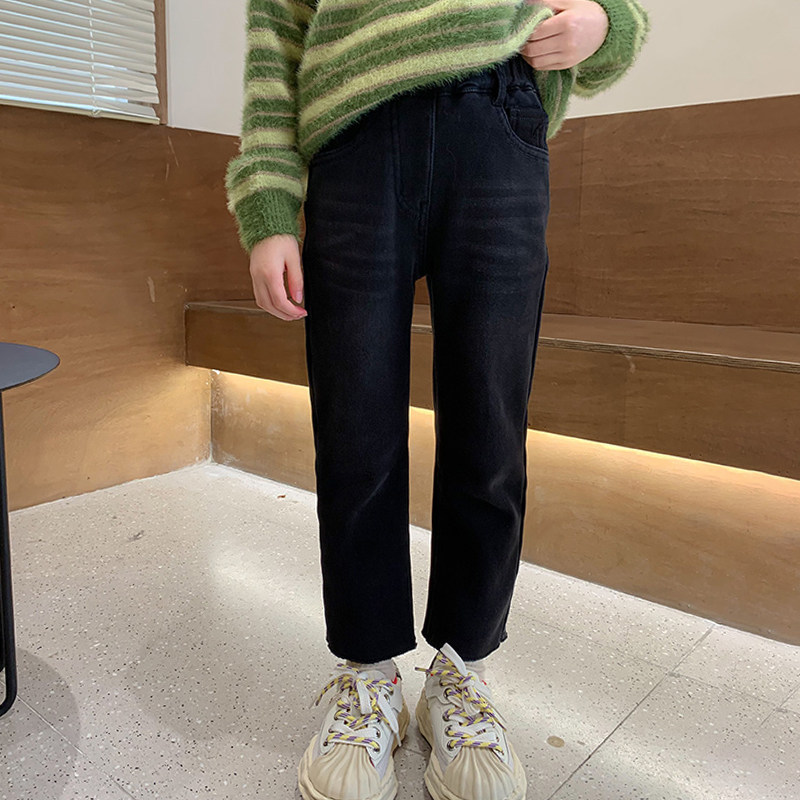 儿童烟管直筒牛仔裤2023新款冬装中大童加绒显瘦裤子女童裤子春秋,童装/婴儿装/亲子装,儿童牛仔裤,淘宝优惠券,粉丝福利购,淘宝优惠卷
