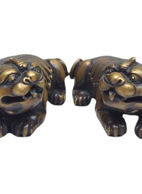 纯铜实心貔貅神兽摆件一对客厅玄关办公室桌面装饰工艺品乔迁礼物