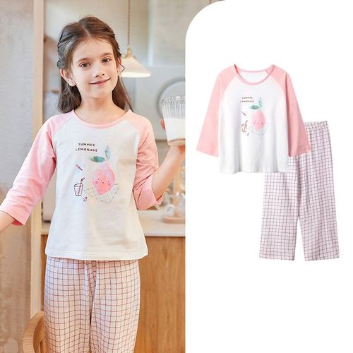 英博伦女童睡衣夏季儿童纯棉空调服小女孩宝宝全棉家居服套装薄款