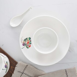 奖品公司年会餐具北欧风青花瓷碗LOGO活动礼品碗套装礼盒装定制批