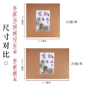 宣纸写生本方形软卡国画书法专用纸山水画小品A3宣纸创作美术素描