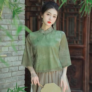 明制汉服女款唐装中国风女装改良旗袍上衣盘扣古装茶服新中式套装