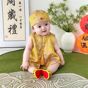 套装 薄款 女宝夏季 周岁礼服男宝宝抓周生日满月百天宴衣服婴儿唐装