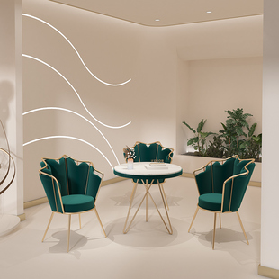 北欧接待会客洽谈小圆桌子奶茶店售楼处4S店谈判办公会议桌椅组合