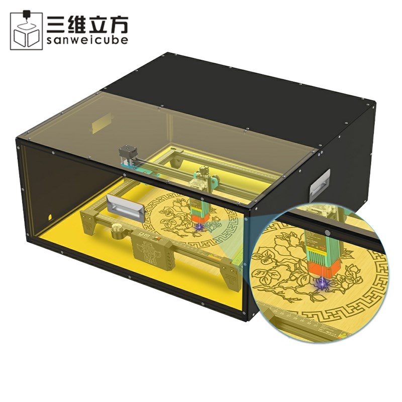 雕刻机配件 防护激光烟雾亚克力保护罩 可拆卸外壳大尺寸带手柄