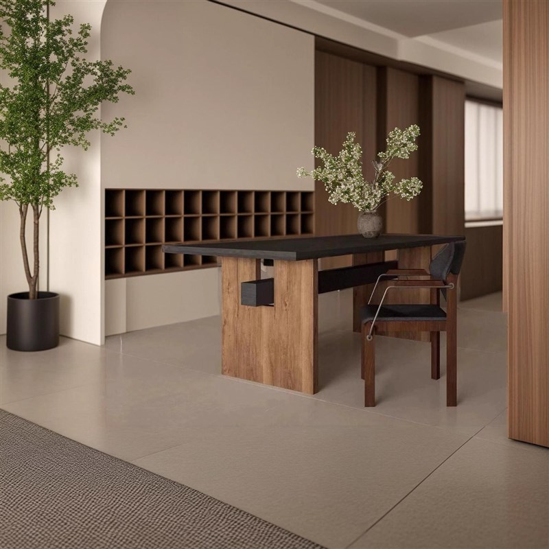 中古实木长桌客厅侘寂风长方形餐桌现代简约办公书桌原木大板茶桌