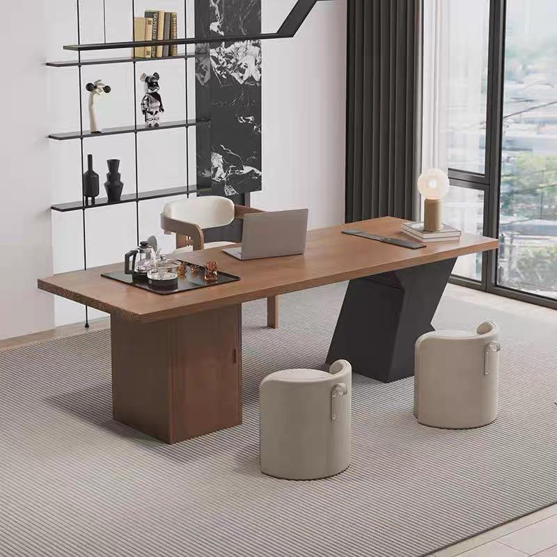 现代简约实木茶桌桌椅组合泡茶办公室家用2024新款高级老板桌