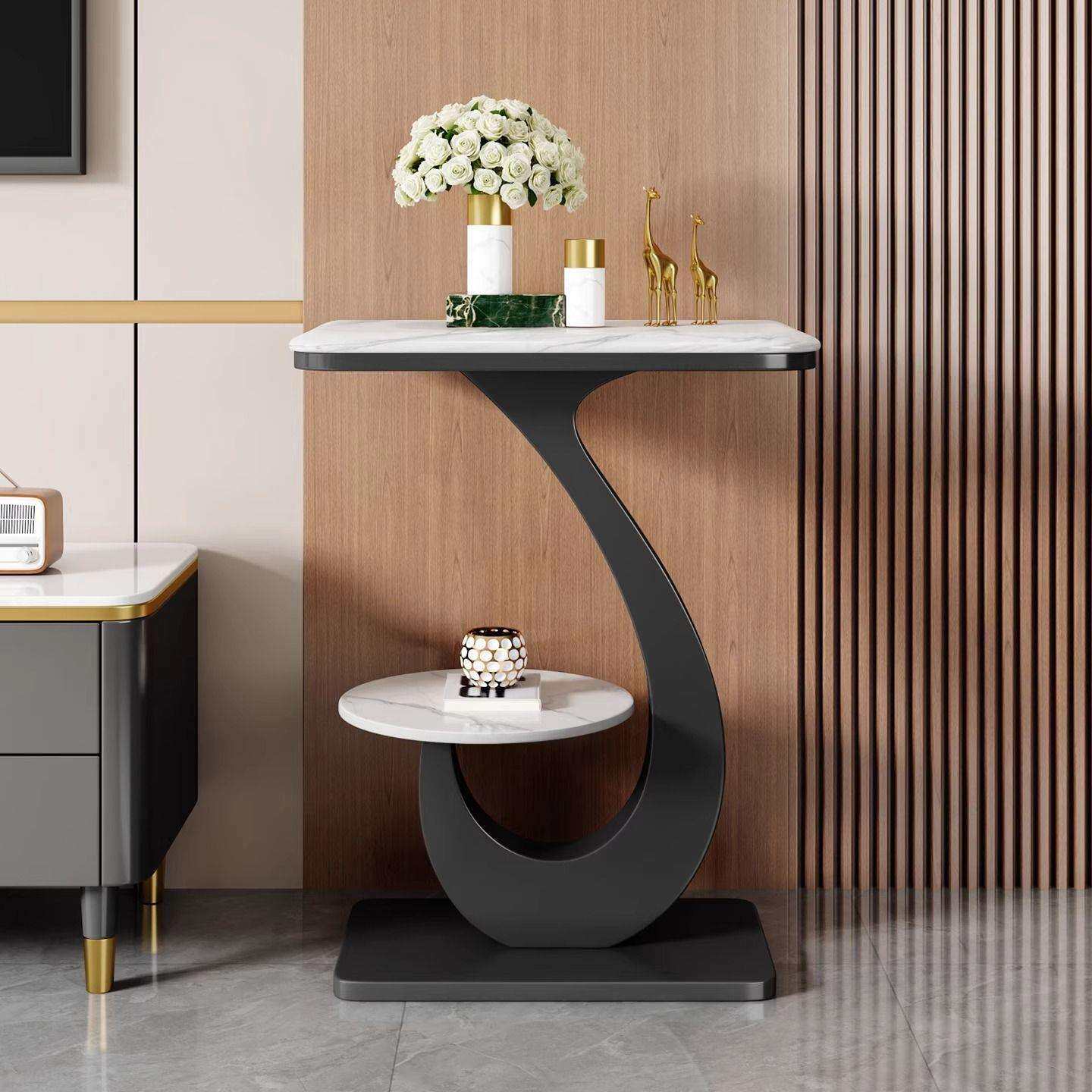 家用微晶石花架2025新款客厅阳台多层落地岩板花架一体靠墙展示架