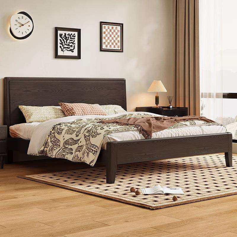 法式复古实木床1.8米卧室双人床小户型家用中古婚床木质大床北欧,3C数码配件,USB灯,淘宝优惠券,粉丝福利购,淘宝优惠卷