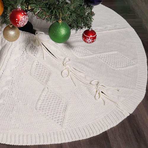 跨境圣诞节新品装饰针织纯色条纹树裙圣诞树裙圣诞节树裙装饰品