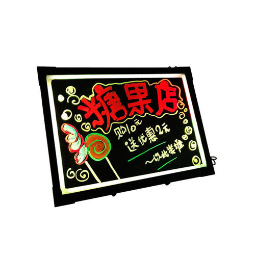 电子荧光板店铺用立式荧光黑板吧台挂式LED夜光屏发光写字广告牌