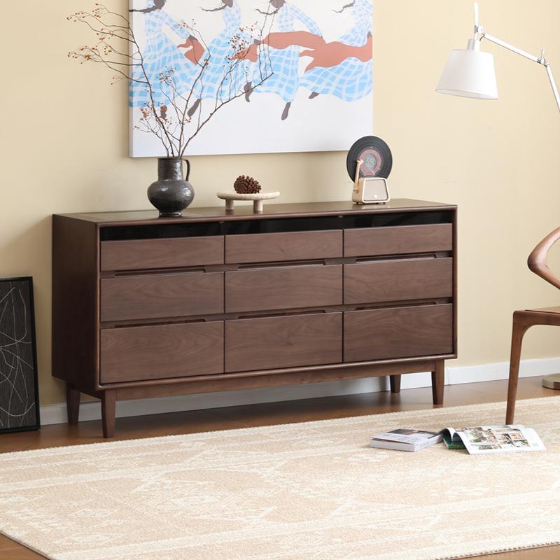 北美黑胡桃木全实木九斗柜北欧客厅靠墙收纳柜卧室靠墙置物床尾柜