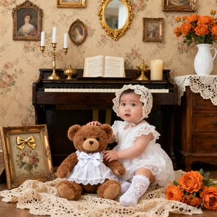 新生婴儿满月百天摄影创意写真0-3周岁男女宝宝电子照片ai精修图