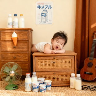 新生婴儿满月百天摄影创意写真0-3周岁男女宝宝电子照片ai精修图