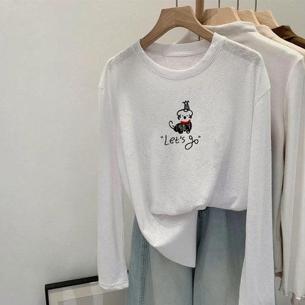 白色薄款长袖防晒罩衫女夏季新款韩版宽松休闲百搭T恤空调衫上衣