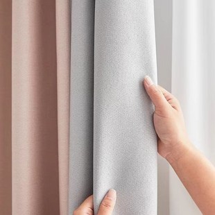 新款 帘全遮光特厚面生态麻静音拼色帘卧室遮光大气客厅隔热