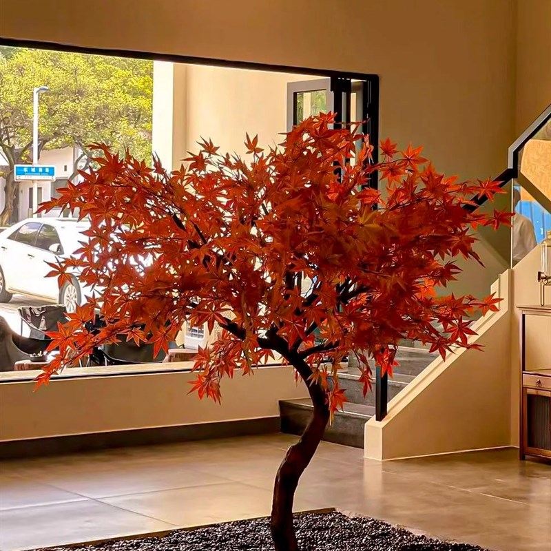 仿真枫叶树假枫树大型商场酒店绿植鸡爪槭假树装饰许愿造景红枫树