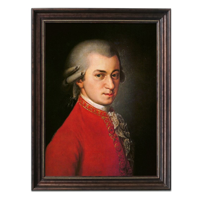 音乐家莫扎特油画肖像画琴房钢琴装饰画竖版人物画琴行挂画定制