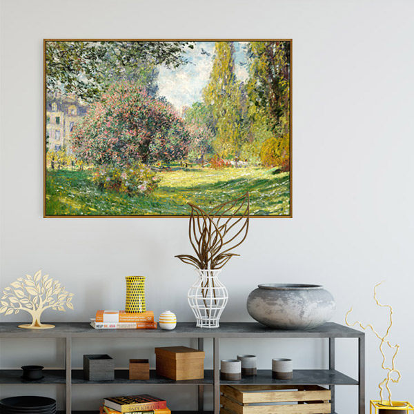 蒙梭公园莫奈风景客厅画简欧样板间欧式沙发背景墙客厅挂画电箱画