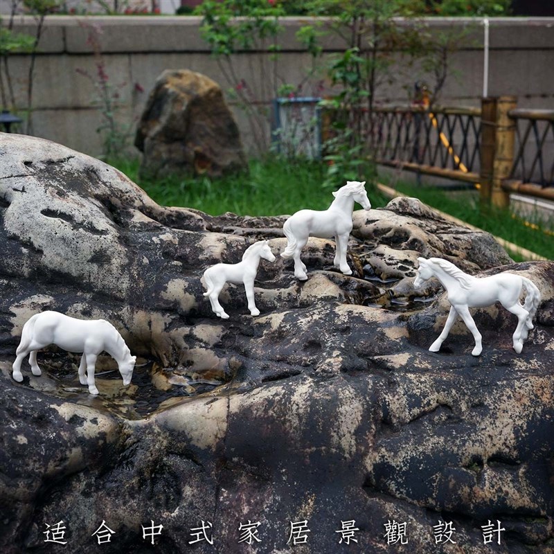 白马 造景花园盆景微景观苔藓绿植假山奇石摆件中式家居工艺品