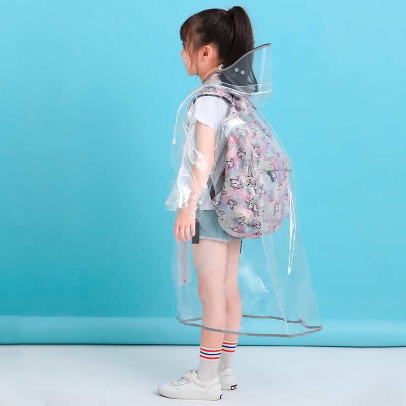 透明儿童雨衣小学生上学 10岁男生全身女孩大童女雨服 书包位雨披