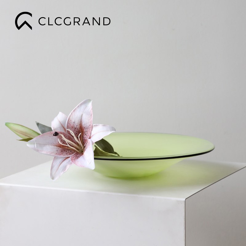 高级感琉璃零食干果摆放盘家居摆件茶几水果盘中式大号糕点盘