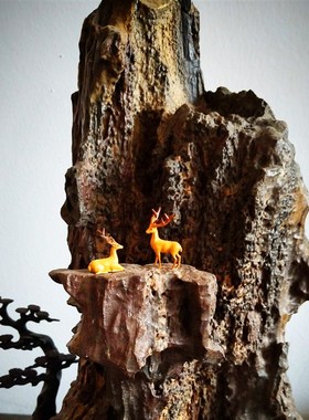 热卖创意树脂动物小鹿奇石假山盆景鱼缸沙盘枯山水微景观装饰