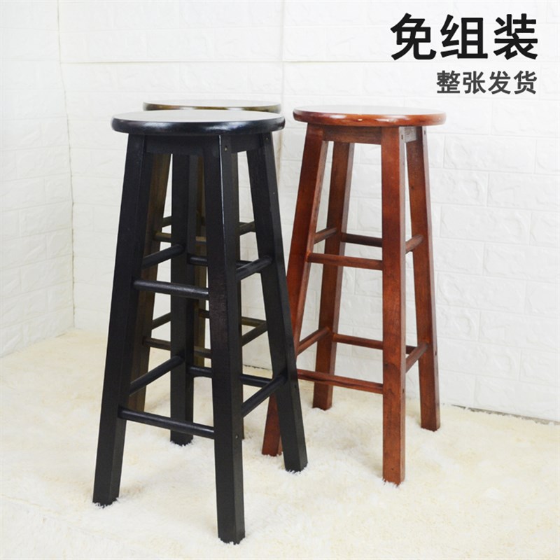 实木高脚酒吧椅子吧台凳木餐凳咖啡凳高板凳梯凳