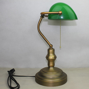 复古军统绿玻璃灯罩仿古台灯老上海书房台灯蒋介石银行灯