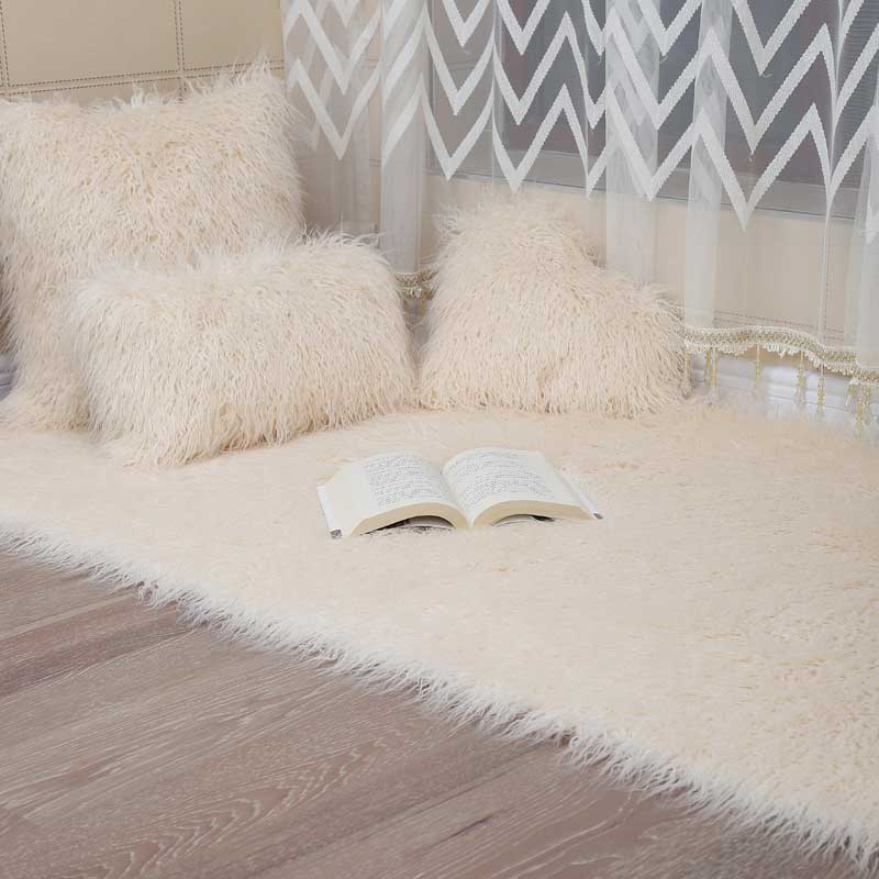 澳之羊仿滩羊毛地毯椅垫长毛绒圆形地毯卧室床边毯飘窗垫窗台垫