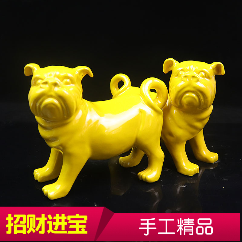 手工中式陶瓷狗生肖家居客厅办公桌电视酒柜装饰工艺礼品摆设