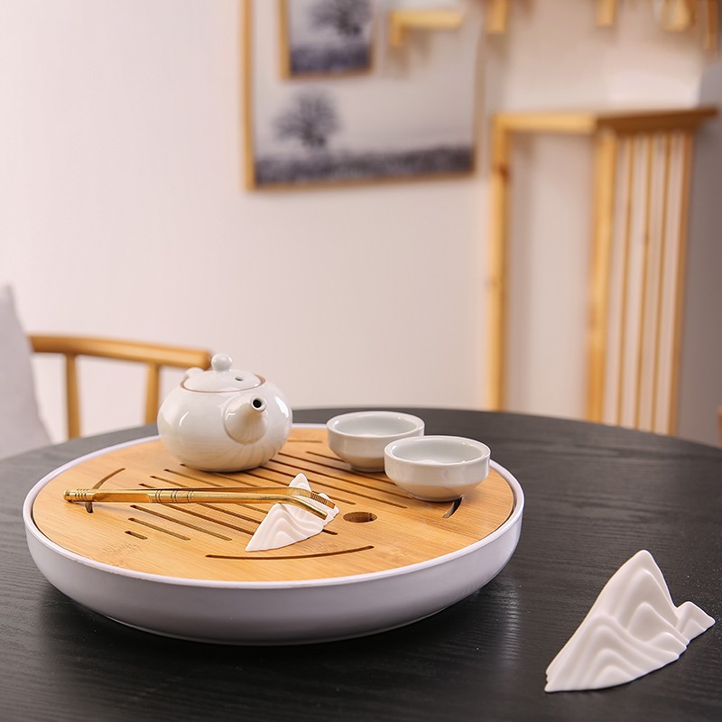 白瓷假山小创意微景观造景陶瓷客厅玄关中式装饰品摆设