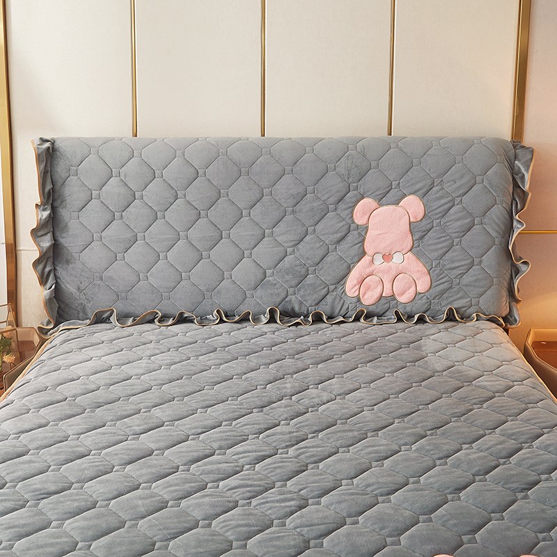 秋冬水晶绒床头罩全包加厚保暖木板床皮床布艺保护全包