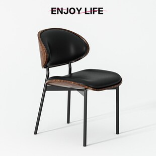 轻奢咖啡椅现代简约高级实木弯曲大师设计椅子 伊姆斯餐椅家用意式