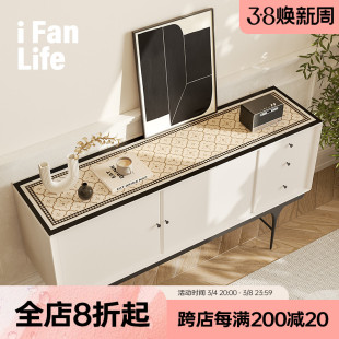 范店马格里布皮革餐边柜垫复古高级感ins风桌布电视柜垫盖布防尘