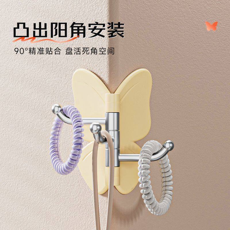可旋转蝴蝶三连挂钩墙角折叠收纳神器进门玄关门后挂钥匙包包粘钩