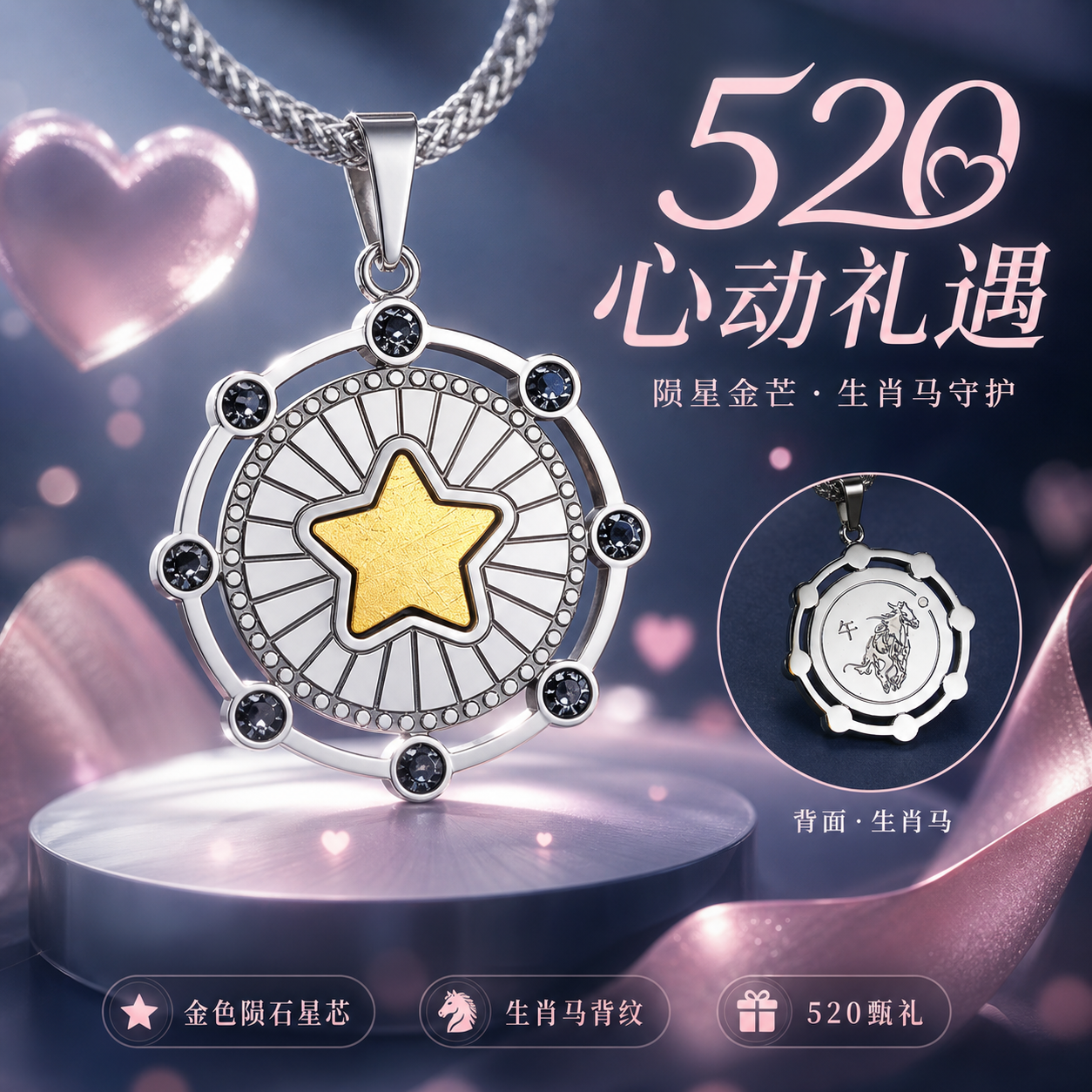 【生日礼物】陨石项链许愿12生肖系列好运送女朋友礼物小众轻奢