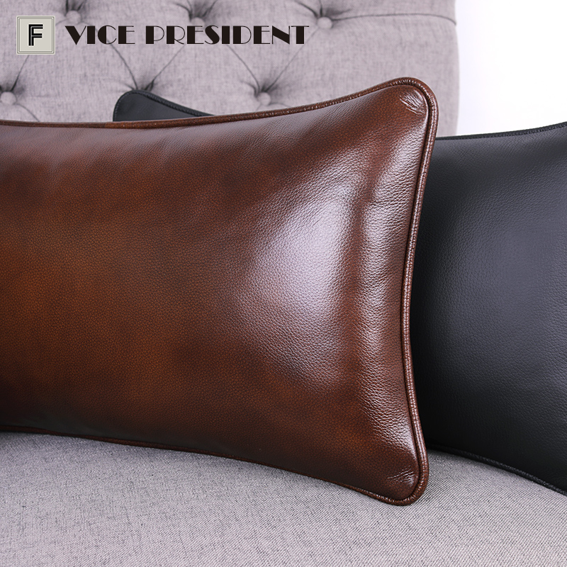 夏凉别墅真头层牛皮汽车腰靠腰枕垫靠背护腰支撑车用座椅头枕靠垫