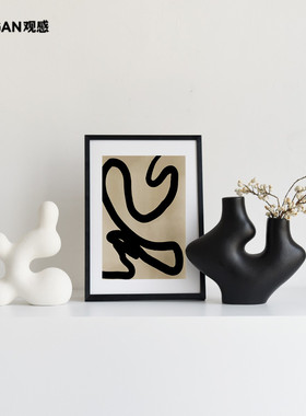 侘寂风高级感艺术异形陶瓷花瓶装饰品摆件创意软装酒书柜抽象摆设