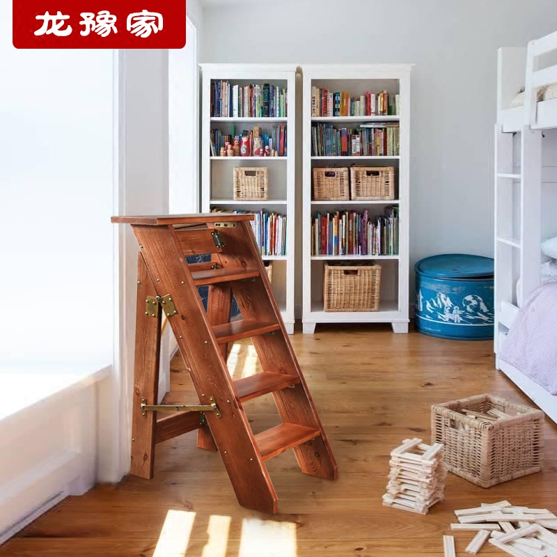 实木折叠人字梯加厚折叠移动木梯单侧木梯折叠梯家用梯子室内木梯