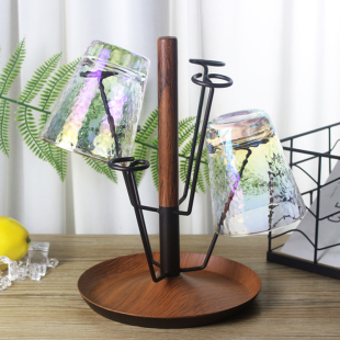沥水杯架家用带托盘晾玻璃茶杯架子置物客厅悬挂水杯挂架时尚创意