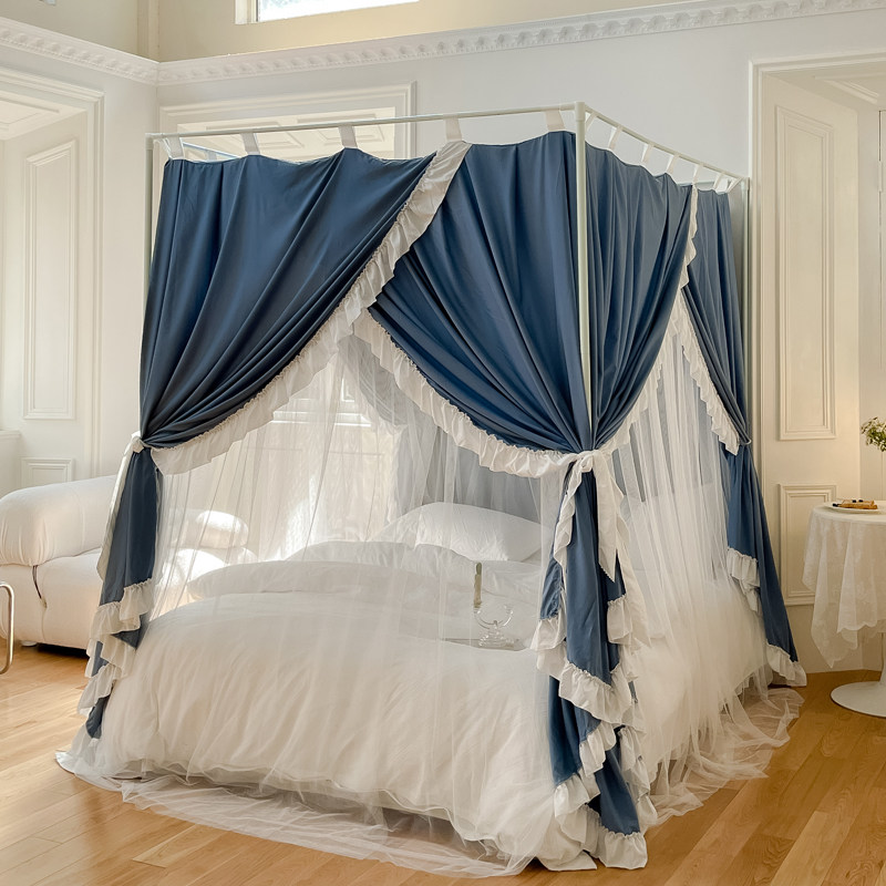 家用双层遮光防尘挡风床幔宫廷落地式三门蚊帐床帘一体式公主风,床上用品,蚊帐,淘宝优惠券,粉丝福利购,淘宝优惠卷