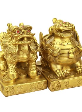 黄铜貔貅摆件客厅财位装饰汽车车内摆件一对皮丘开业店铺礼品貔恘