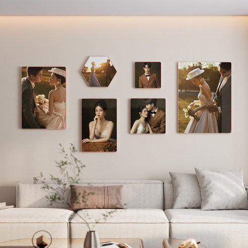 定制婚纱照相框挂墙组合洗照片加裱框制作打印结婚照全家福相片框