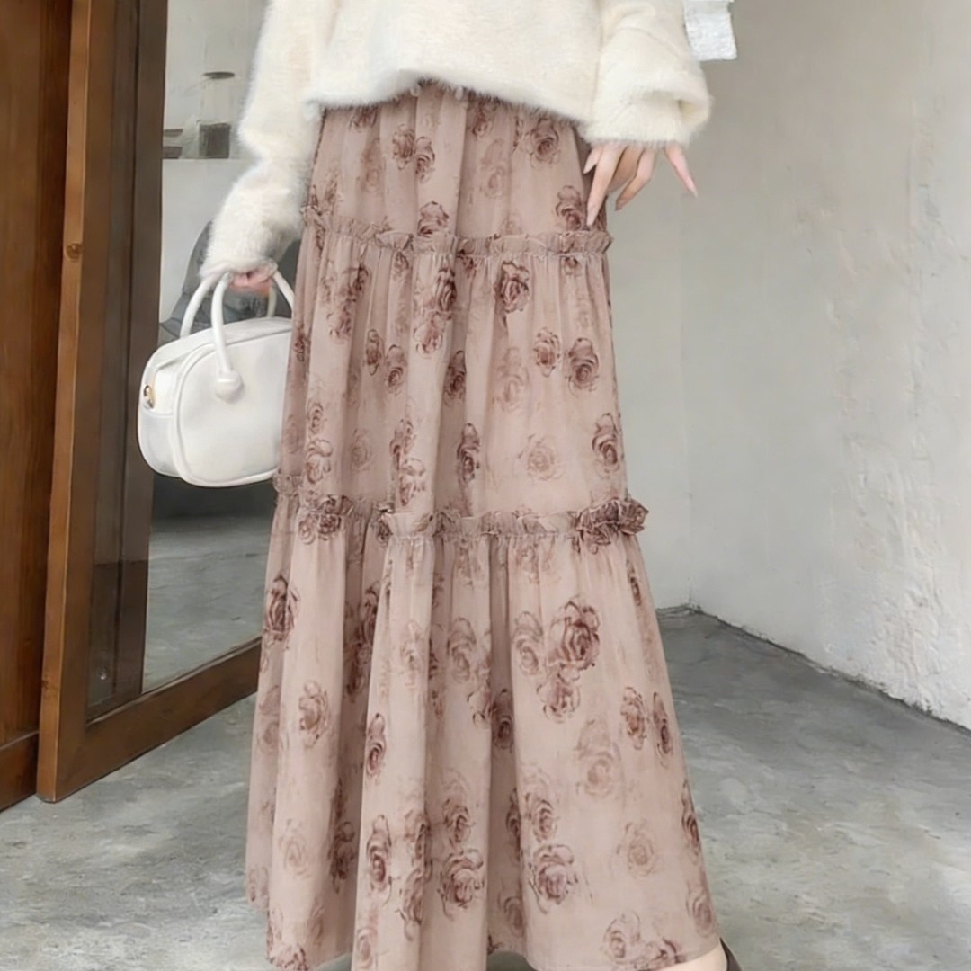 法式复古碎花高腰半身裙2026春季新款大码胖mm显瘦a字中长款裙女,女装/女士精品,大码半身裙,淘宝优惠券,粉丝福利购,淘宝优惠卷