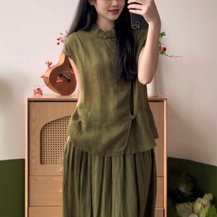 复古禅意绿色文艺通勤显瘦衬衫 女装 独特漂亮清冷感新中式 2026新款