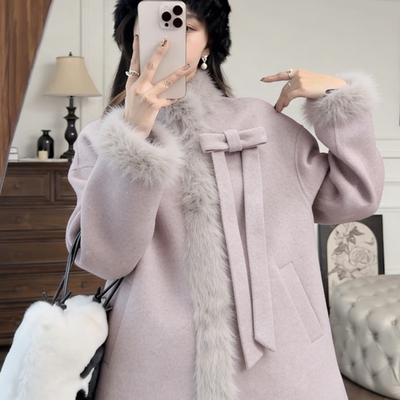 冬季小个子加厚保暖毛呢大衣秋冬