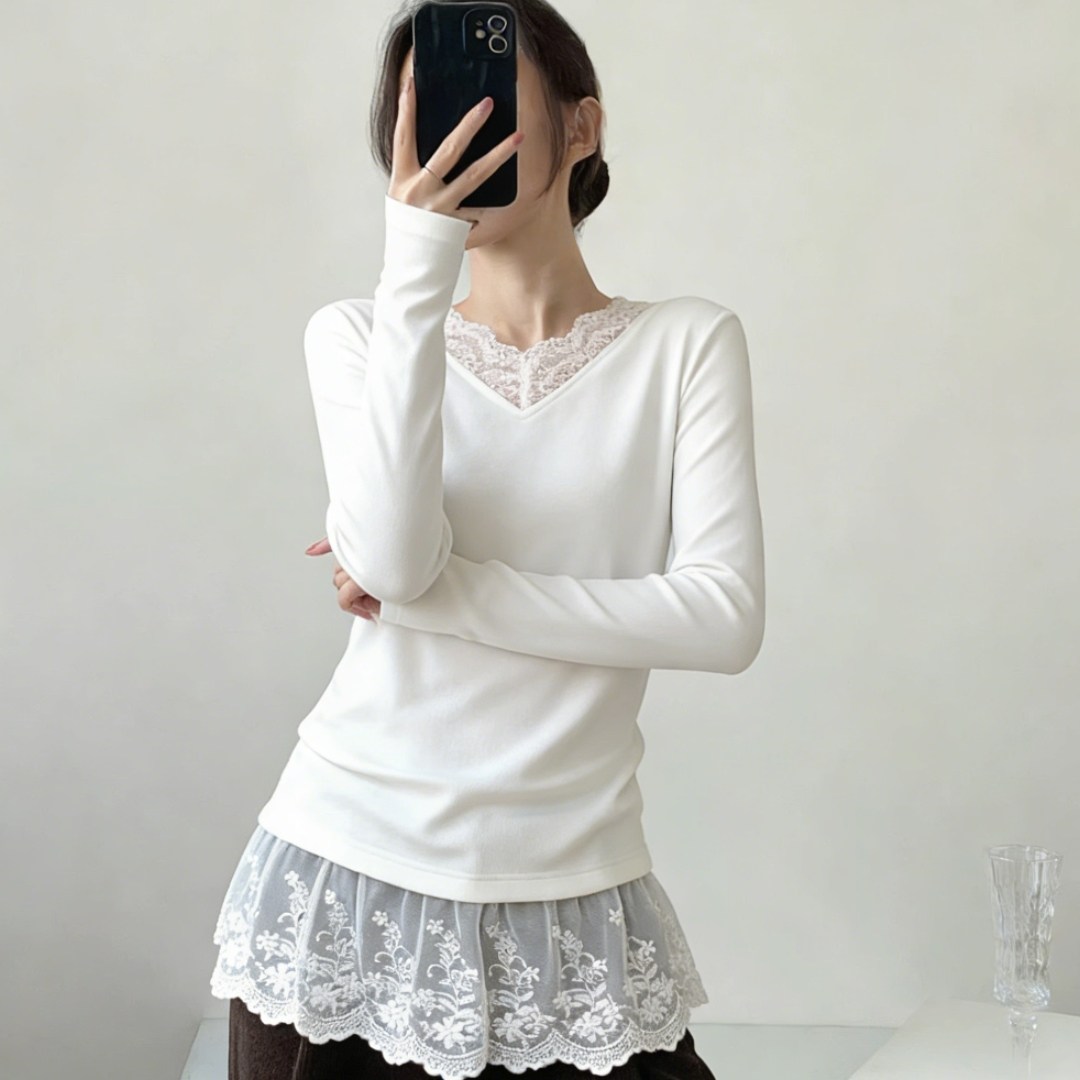 法式浪漫复古温柔风甜美减龄蕾丝花边内搭T恤设计感小众叠穿上衣,女装/女士精品,大码内搭,淘宝优惠券,粉丝福利购,淘宝优惠卷